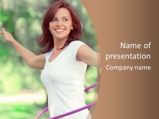 A Woman Holding A Hula Hoop In Her Hand PowerPoint Template