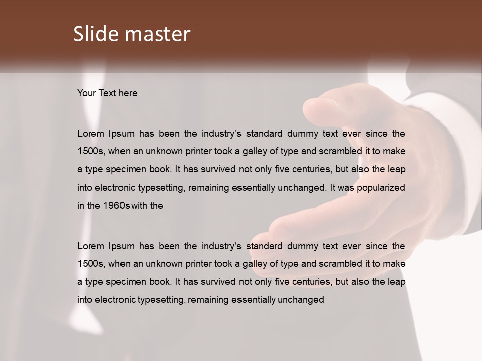 A Man In A Suit Holding Out His Hand PowerPoint Template