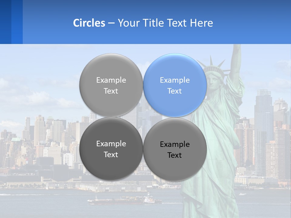 A Statue Of Liberty In Front Of A City Skyline PowerPoint Template