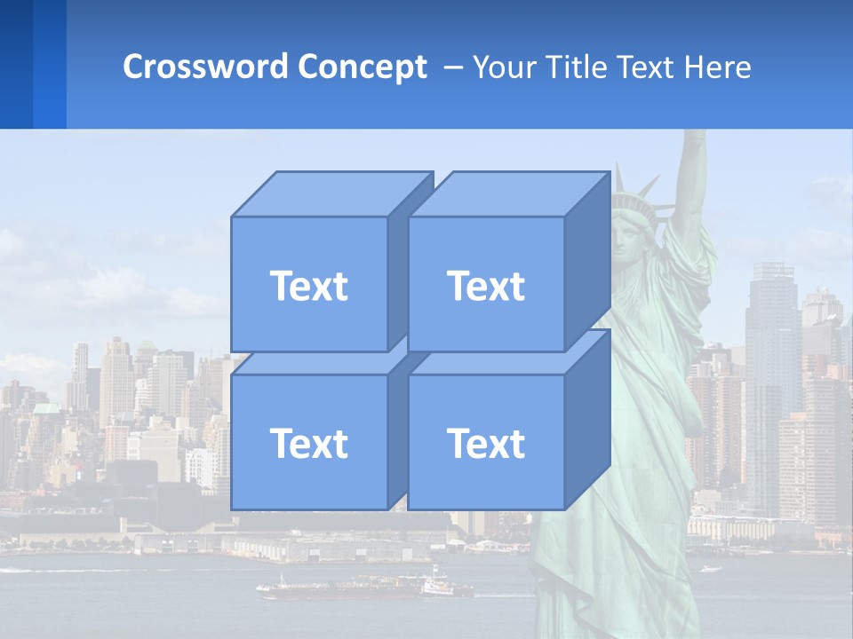 A Statue Of Liberty In Front Of A City Skyline PowerPoint Template