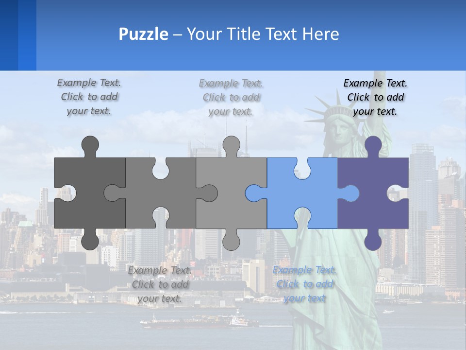 A Statue Of Liberty In Front Of A City Skyline PowerPoint Template