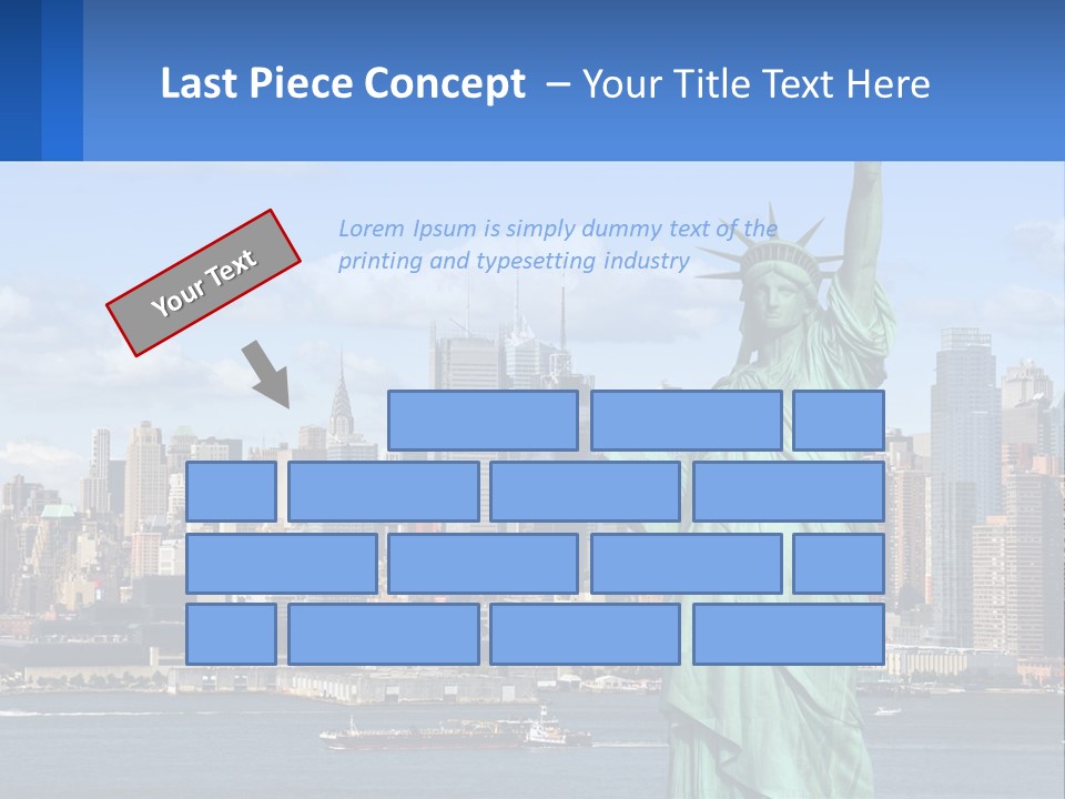 A Statue Of Liberty In Front Of A City Skyline PowerPoint Template