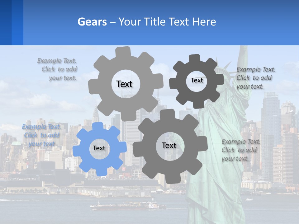 A Statue Of Liberty In Front Of A City Skyline PowerPoint Template