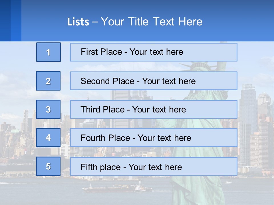 A Statue Of Liberty In Front Of A City Skyline PowerPoint Template