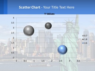 A Statue Of Liberty In Front Of A City Skyline PowerPoint Template