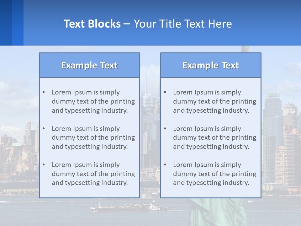 A Statue Of Liberty In Front Of A City Skyline PowerPoint Template