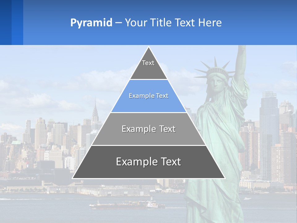 A Statue Of Liberty In Front Of A City Skyline PowerPoint Template