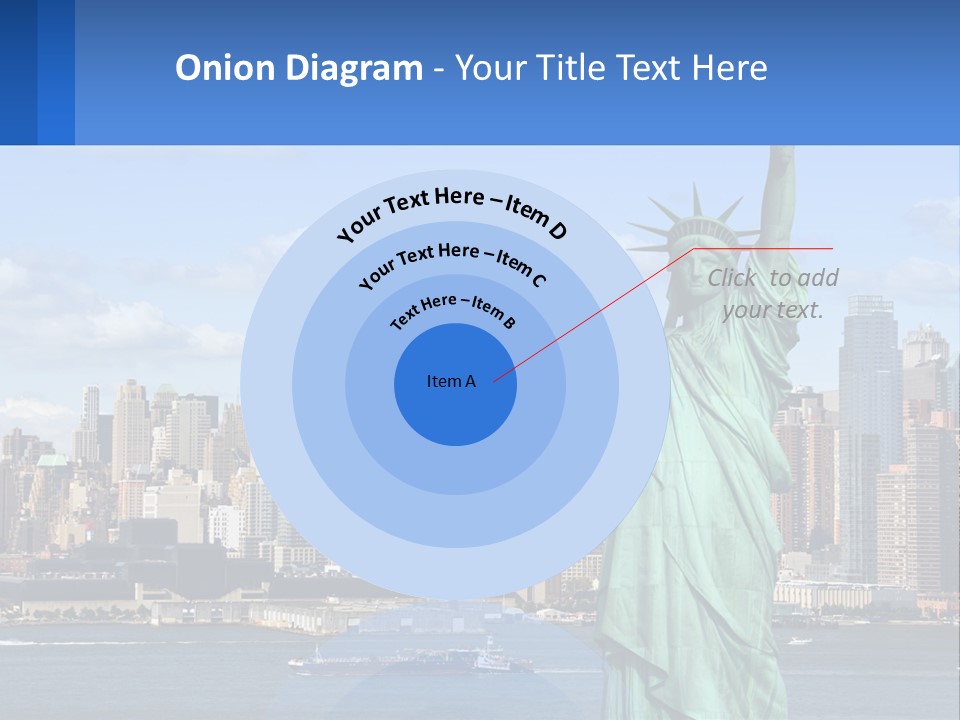 A Statue Of Liberty In Front Of A City Skyline PowerPoint Template