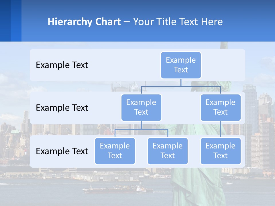 A Statue Of Liberty In Front Of A City Skyline PowerPoint Template
