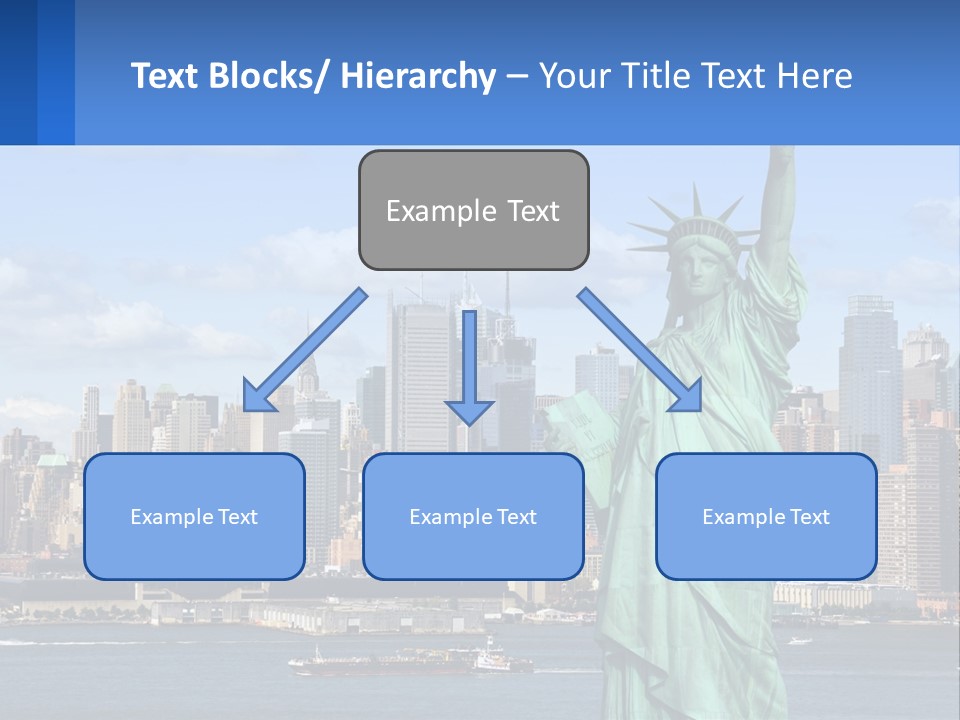 A Statue Of Liberty In Front Of A City Skyline PowerPoint Template