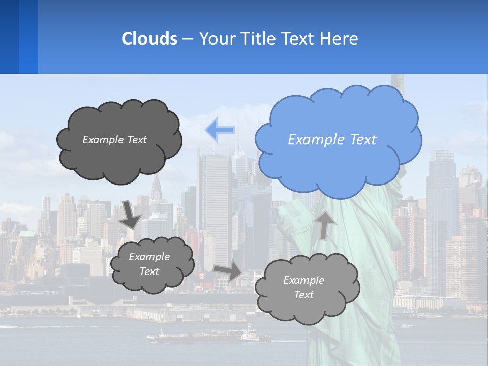 A Statue Of Liberty In Front Of A City Skyline PowerPoint Template