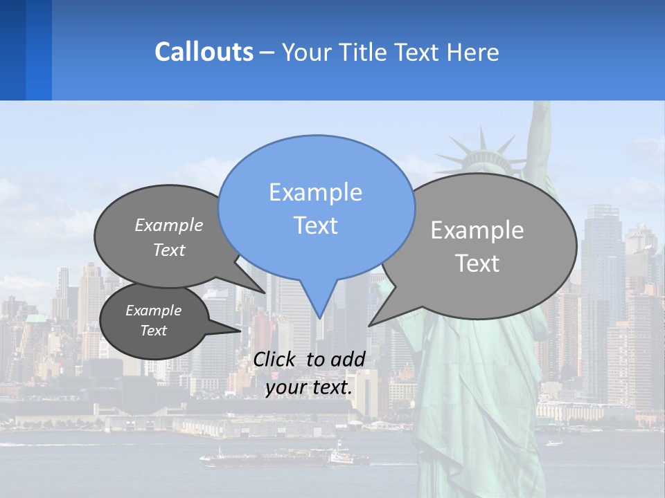 A Statue Of Liberty In Front Of A City Skyline PowerPoint Template