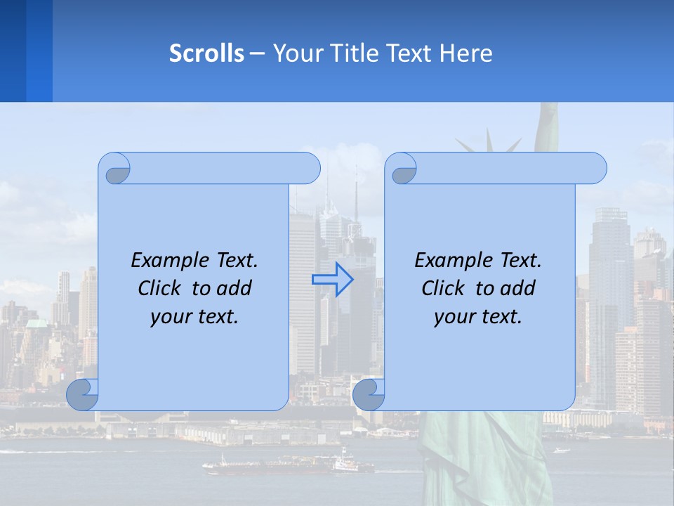 A Statue Of Liberty In Front Of A City Skyline PowerPoint Template