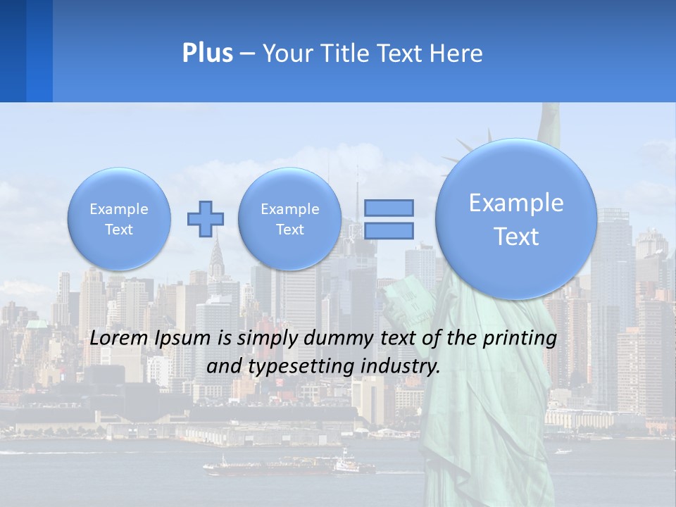A Statue Of Liberty In Front Of A City Skyline PowerPoint Template