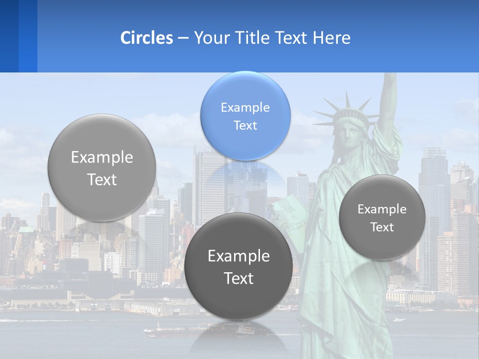 A Statue Of Liberty In Front Of A City Skyline PowerPoint Template