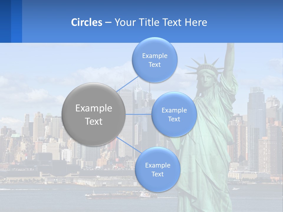 A Statue Of Liberty In Front Of A City Skyline PowerPoint Template