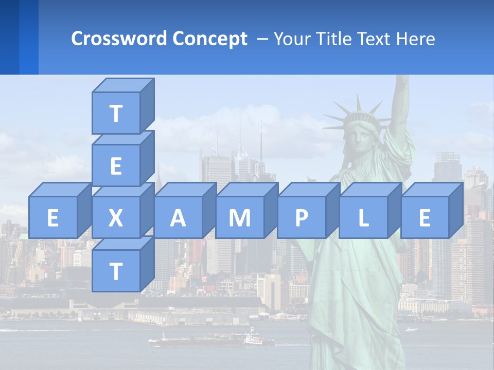 A Statue Of Liberty In Front Of A City Skyline PowerPoint Template
