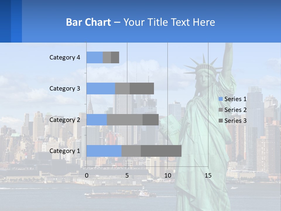A Statue Of Liberty In Front Of A City Skyline PowerPoint Template
