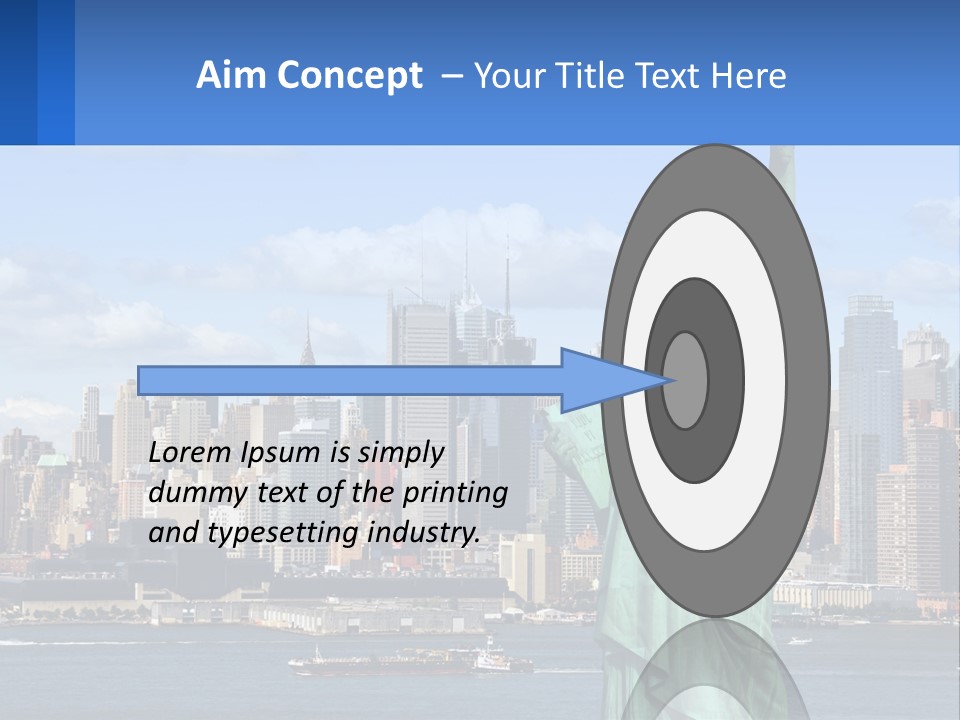 A Statue Of Liberty In Front Of A City Skyline PowerPoint Template