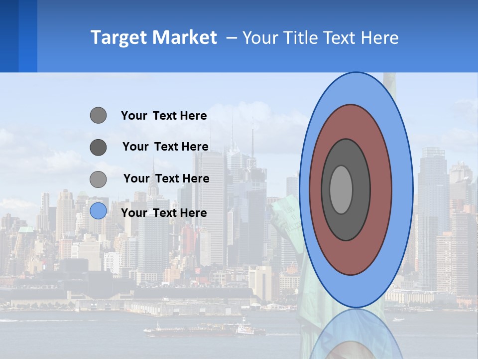 A Statue Of Liberty In Front Of A City Skyline PowerPoint Template