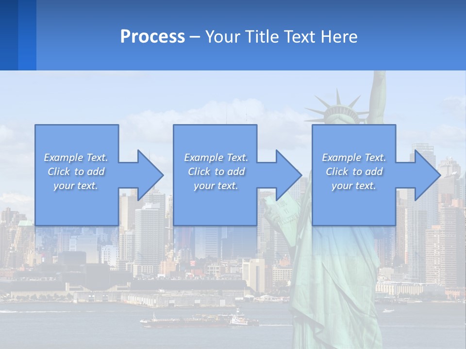 A Statue Of Liberty In Front Of A City Skyline PowerPoint Template