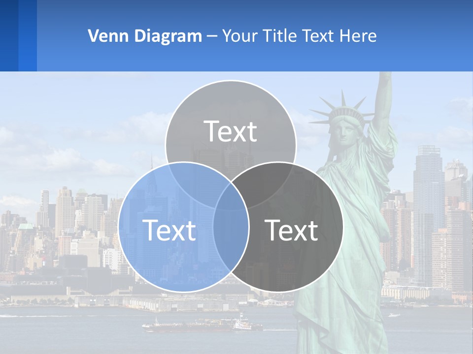 A Statue Of Liberty In Front Of A City Skyline PowerPoint Template