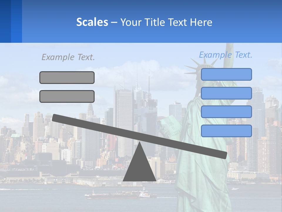 A Statue Of Liberty In Front Of A City Skyline PowerPoint Template