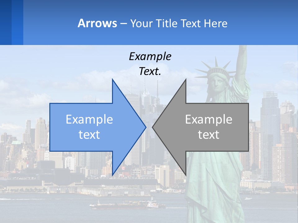 A Statue Of Liberty In Front Of A City Skyline PowerPoint Template