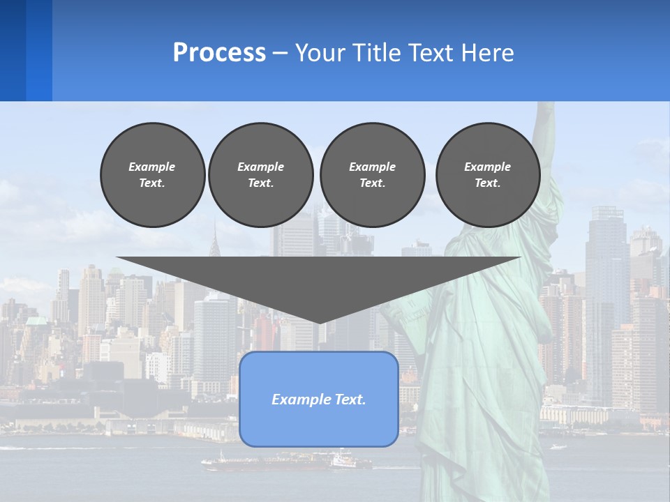 A Statue Of Liberty In Front Of A City Skyline PowerPoint Template