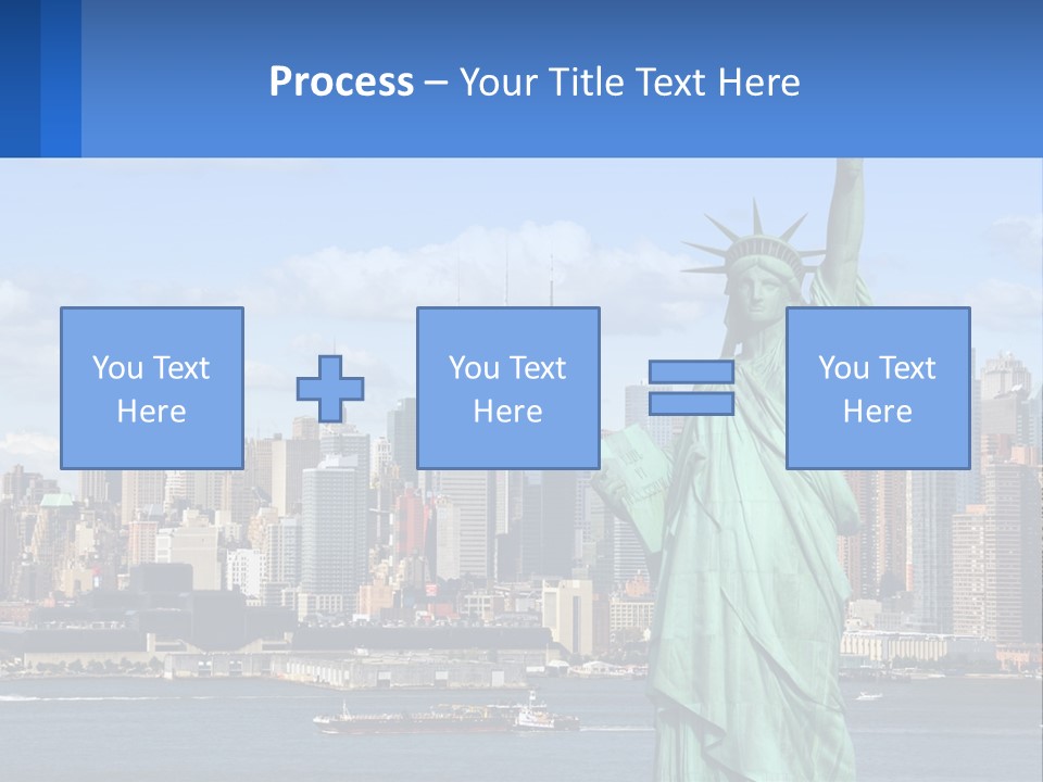 A Statue Of Liberty In Front Of A City Skyline PowerPoint Template