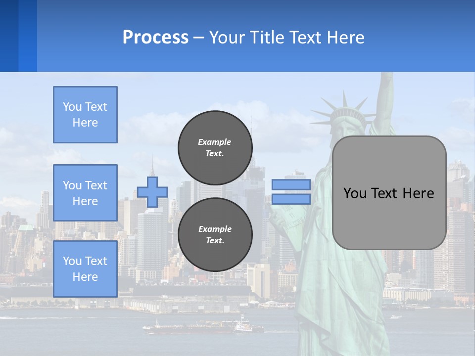 A Statue Of Liberty In Front Of A City Skyline PowerPoint Template