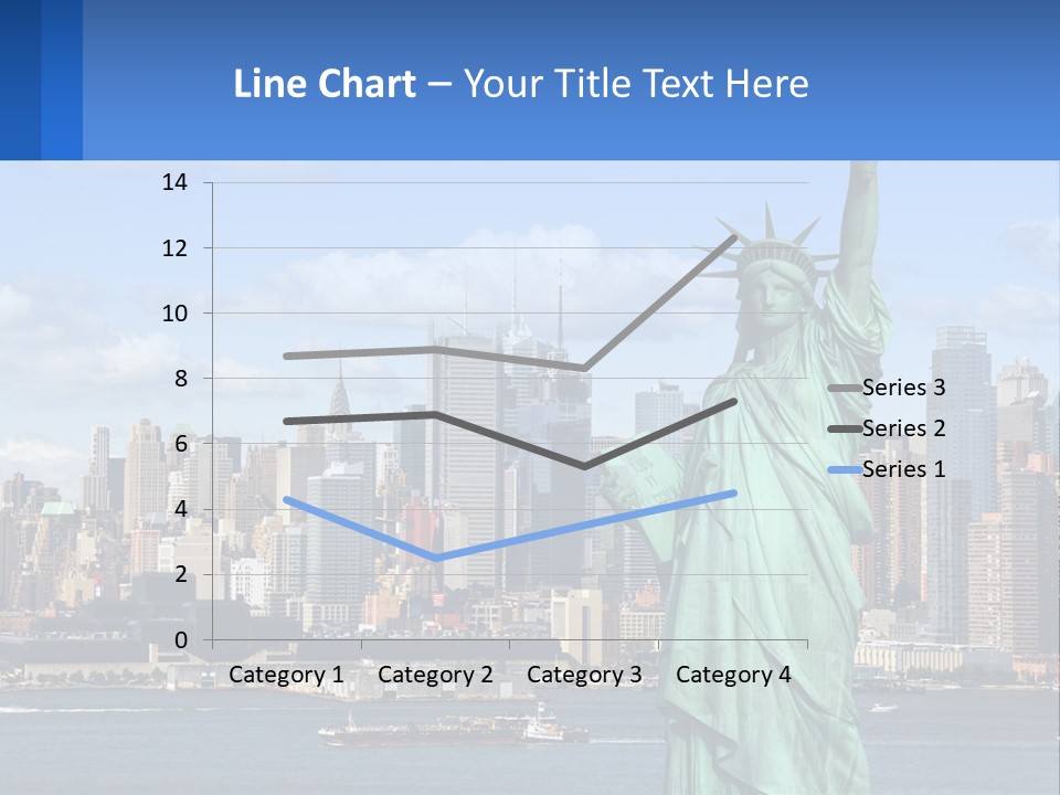 A Statue Of Liberty In Front Of A City Skyline PowerPoint Template