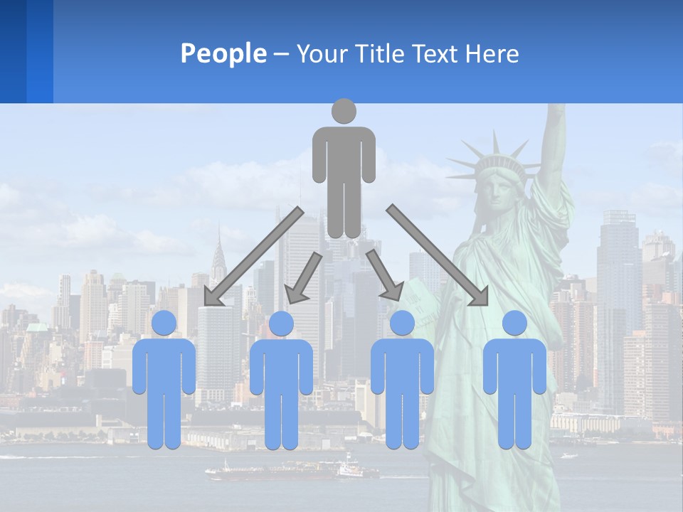 A Statue Of Liberty In Front Of A City Skyline PowerPoint Template