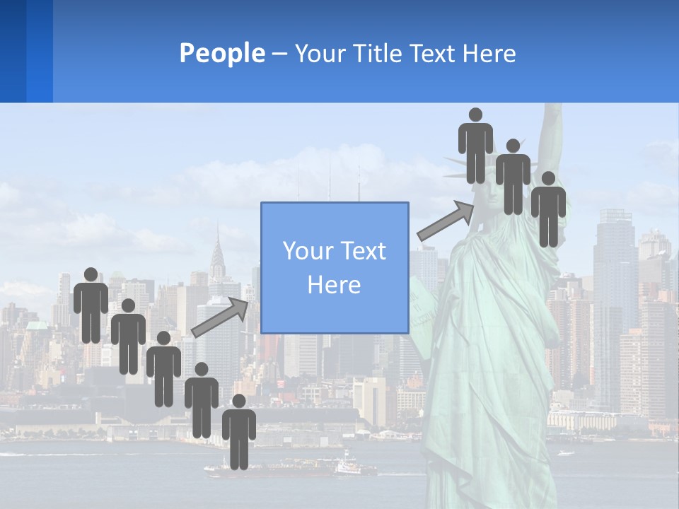 A Statue Of Liberty In Front Of A City Skyline PowerPoint Template