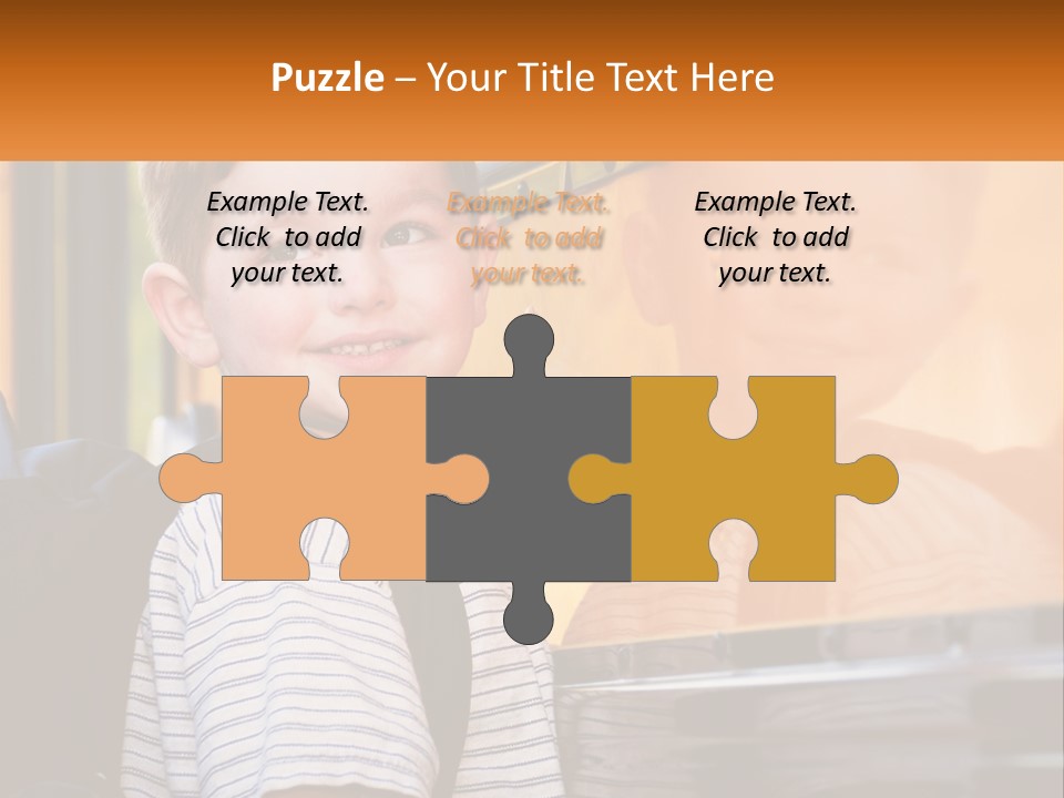 A Young Boy Is Standing In Front Of A School Bus PowerPoint Template