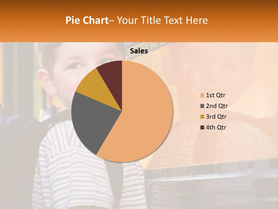 A Young Boy Is Standing In Front Of A School Bus PowerPoint Template