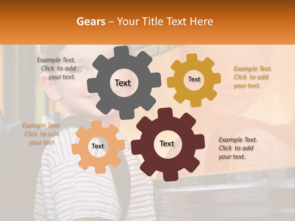 A Young Boy Is Standing In Front Of A School Bus PowerPoint Template