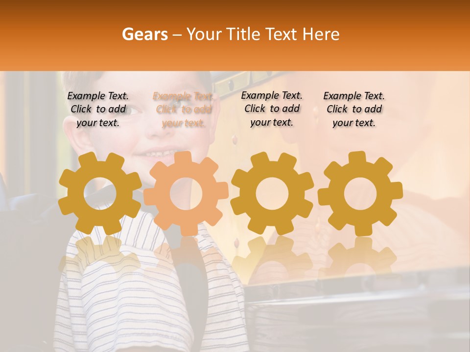 A Young Boy Is Standing In Front Of A School Bus PowerPoint Template