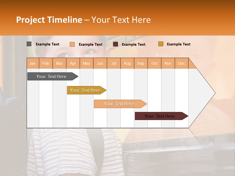 A Young Boy Is Standing In Front Of A School Bus PowerPoint Template