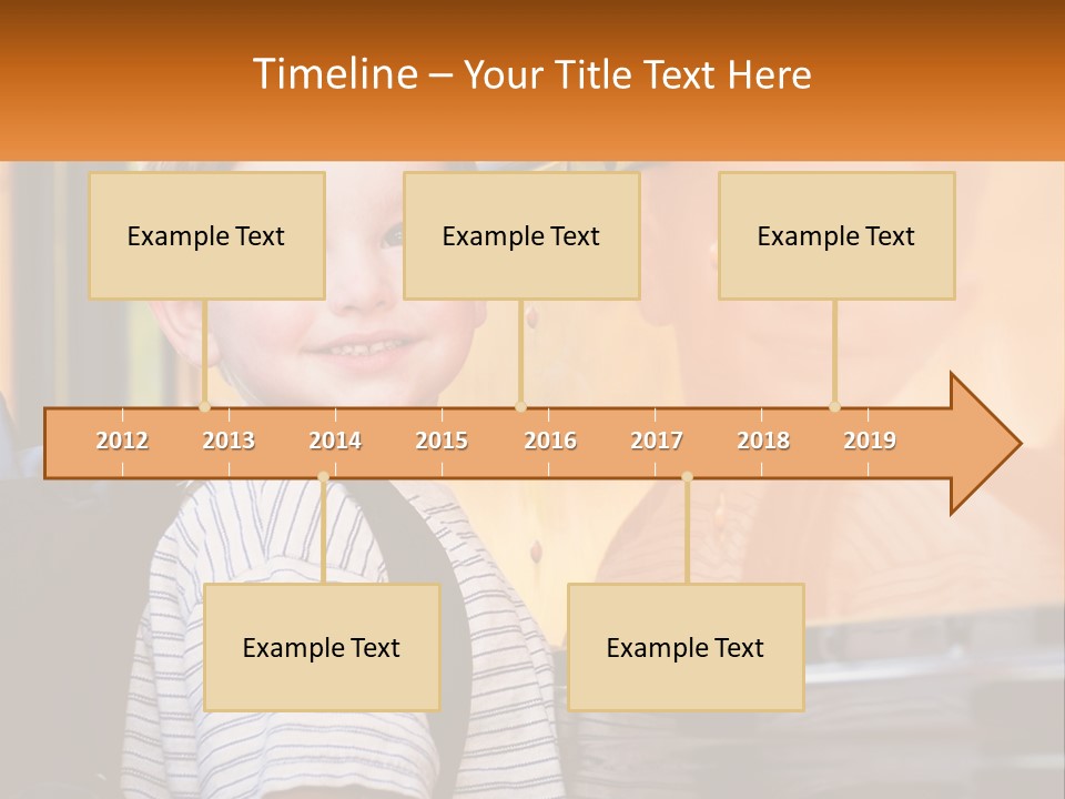 A Young Boy Is Standing In Front Of A School Bus PowerPoint Template