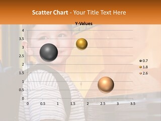 A Young Boy Is Standing In Front Of A School Bus PowerPoint Template