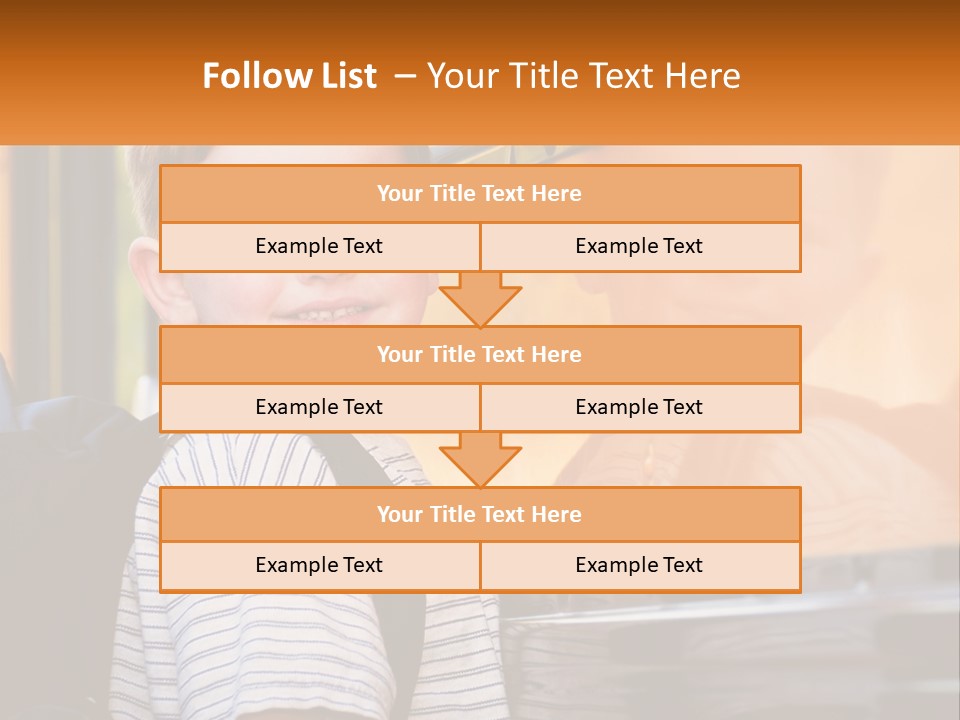 A Young Boy Is Standing In Front Of A School Bus PowerPoint Template