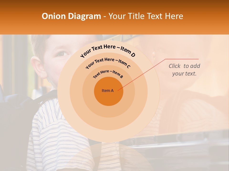 A Young Boy Is Standing In Front Of A School Bus PowerPoint Template