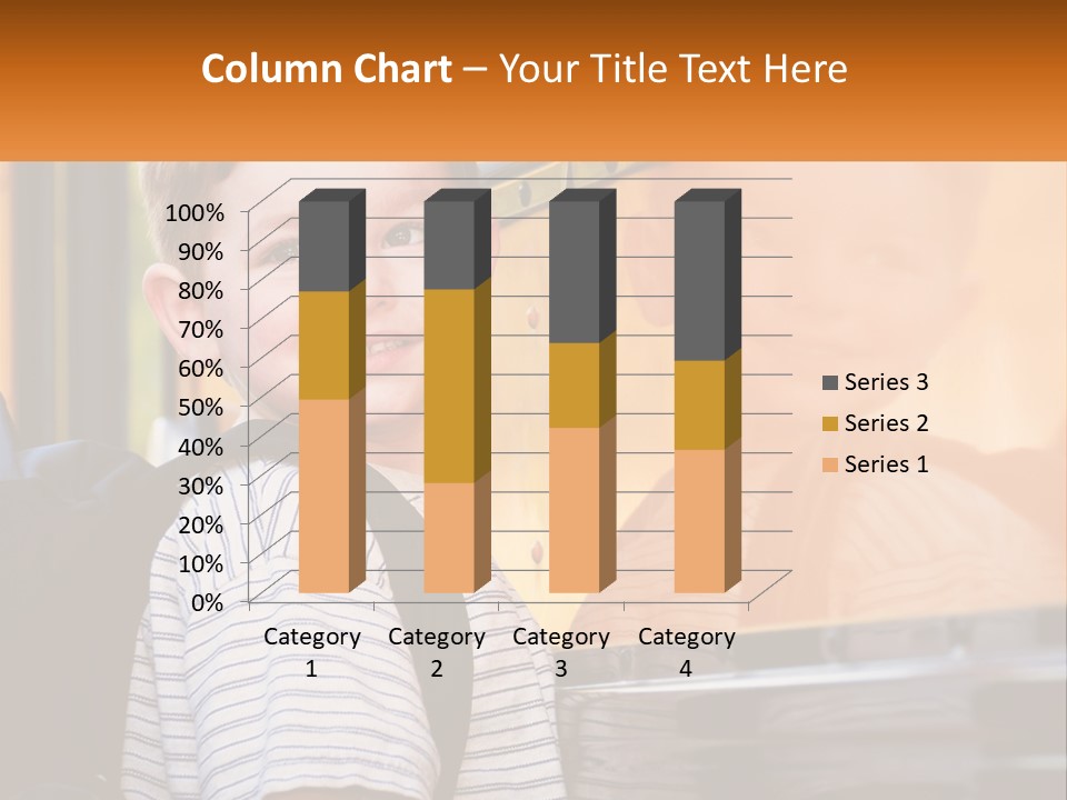 A Young Boy Is Standing In Front Of A School Bus PowerPoint Template