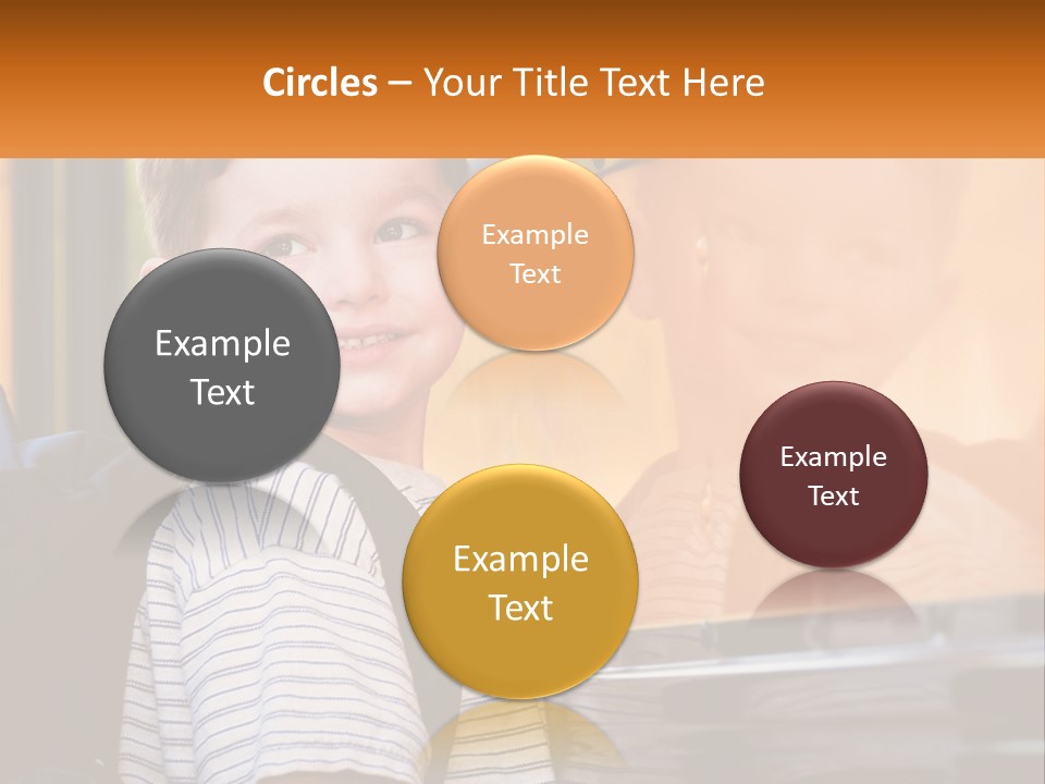 A Young Boy Is Standing In Front Of A School Bus PowerPoint Template