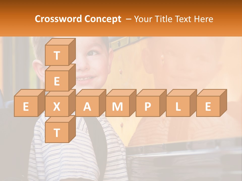 A Young Boy Is Standing In Front Of A School Bus PowerPoint Template