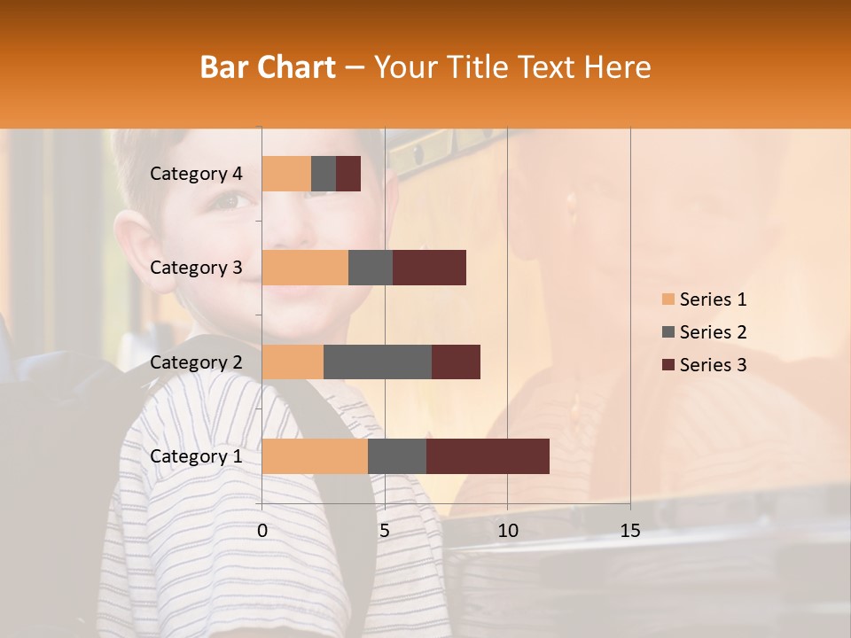 A Young Boy Is Standing In Front Of A School Bus PowerPoint Template
