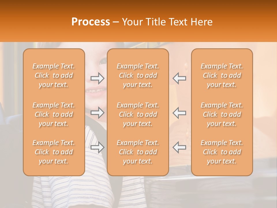 A Young Boy Is Standing In Front Of A School Bus PowerPoint Template