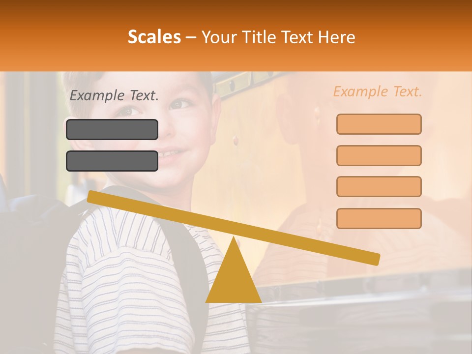 A Young Boy Is Standing In Front Of A School Bus PowerPoint Template
