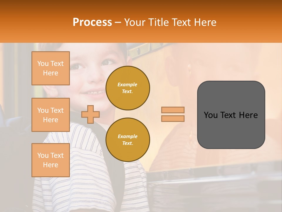 A Young Boy Is Standing In Front Of A School Bus PowerPoint Template